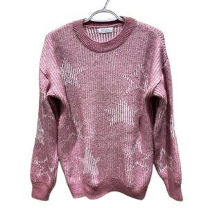 Papaya pink knitted star print sweater size S
